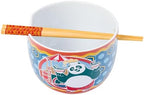 Silver Buffalo Kung Fu Panda Featuring Po Holding Ramen Ceramic Ramen Noodle Rice Bowl with Chopsticks and Spoon, Microwave Safe, 20 Ounces