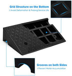 Goplus 2PCS Rubber Car Curb Ramps, Portable Lightweight Threshold Ramp Set Heavy Duty Loading Ramp Slope Motorcycle Pad for Driveway, Sidewalk, Loading Dock (5" Rise) Black