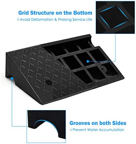 Goplus 2PCS Rubber Car Curb Ramps, Portable Lightweight Threshold Ramp Set Heavy Duty Loading Ramp Slope Motorcycle Pad for Driveway, Sidewalk, Loading Dock (5" Rise) Black