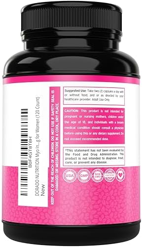 Inositol Capsules (Myo Inositol) (1000mg Per Serving 120 Capsules) Myo Inositol Supplement for Women Hormone Balance Support - Vegan Safe - Third Party Tested - Gluten Free & Made in USA (120 Count)
