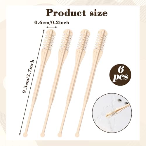 6 Pcs Nasal Hair Cutter, Double-Sided 2-in-1 Nose Hair Remover Tool Knife Portable Manual 360° Rotating Nasal Trimmer with Ear Picker Individually Packaged for Women Men