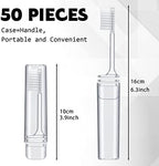Rtteri 50 Pcs Travel Toothbrush Kit Bulk Folding Tooth Brush with Cover Transparent Potable Travel Size Mini Toothbrush Small Foldable Manual Tooth Brushes for Adult Camping School (Clear)
