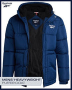 Reebok Mens Winter Jacket - Heavyweight Insulated Mens Winter Coat - Wind Water Resistant Quilted Puffer Jackets for Men