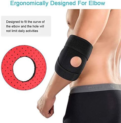 Elbow Brace for Tendonitis Adjustable, Elbow Brace Strap with Metal Stabilisers, Neoprene Golfers Tennis Elbow Support, Provides Support, Relieve Arthritis and Sports Injury Pain