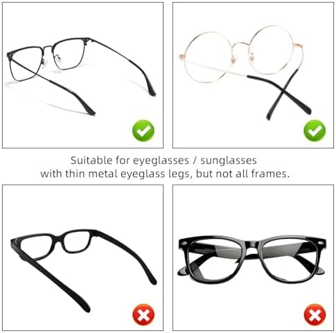 8 Pairs Eyeglass End Tips Ear Sock Pieces for Glasses Soft Silicone Eyeglasses Temple Tips Glasses Sunglasses Replacement Temple Anti-Slip Tube Sleeve for Flat Thin Metal Eyeglass Legs (Black)