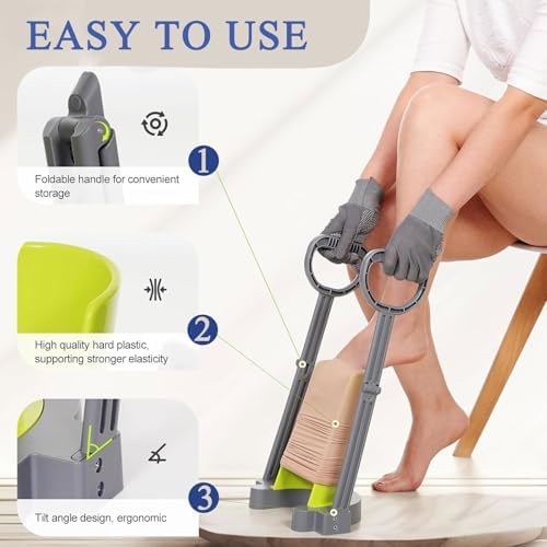 Compression Sock Aid Device | Size for Leg Circ 16 in or Less | Helper Device for Putting on Compression Stocking, Easy On Donning Aid Tool for Socks & Stockings, Durable & User-Friendly Design