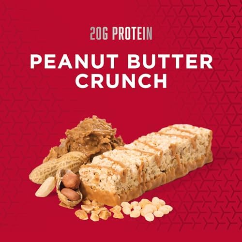 BSN Protein Crisp Bar, Peanut Butter Crunch, 20 Gram Protein Snack Bars with Whey and Fiber, Gluten-Free Crunchy Energy Bars for Workout, Fitness, On-the-Go, 12 Count