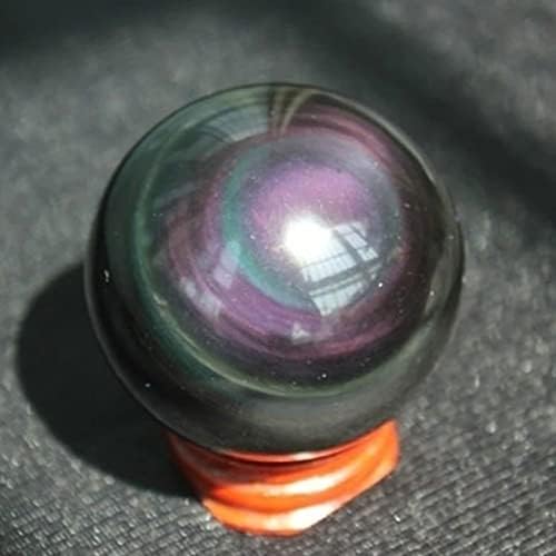 Obsidian Crystal Ball Coloured Eye Healing Crystal Natural Rock Crystal Quartz Gemstone Sphere Ball for Fengshui, Divination Sphere, Home Decor, Black Obsidian Rainbow Eye,60mm