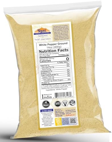 Rani White Pepper (Gol Mirch), Ground Spice 14oz (400g) ~ All Natural | Vegan | Gluten Friendly | NON-GMO | Kosher | Indian Origin