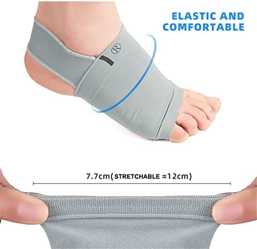 Upgrade Metatarsal Compression Arch Support Sleeves with Gel Pad Inside - Arch Support Brace for Flat Foot & Plantar Fasciitis Pain Relief - Women & Men - 1 Pair (Gray)