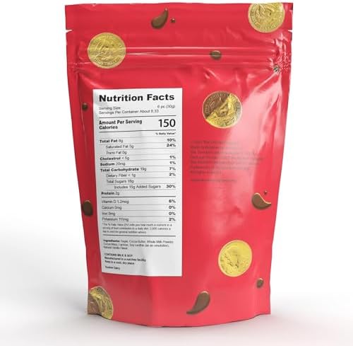 25 Edible Chocolate Coins, Gold Half Dollar Milk Chocolate, Made with Premium Belgian ingredients, Nut Free, Non-GMO, Certified Kosher Dairy 25-Pack Christmas Stocking Stuffers