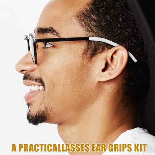 4 Pairs Silicone Eyeglass Temple Tips, Anti-Slip Glasses Ear Grips for Thin Metal Frames, Soft Eyewear Retainer Replacement, Comfortable Arm Leg Sleeves for Sports & Daily Wear (Black & Clear)
