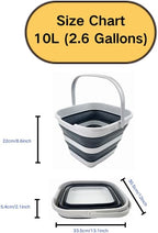 SAMMART 10L (2.6 Gallon) Collapsible Rectangular Handy Basket/Bucket (Grey/Charcoal Black)