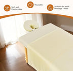 4 Sets Premium Microfiber Massage Table Sheets Set, 3 Piece Massage Table Cover, Sheets for Massage Table Include Flat Sheet, Fitted Sheet, and Massage Face Rest Cover, Beige
