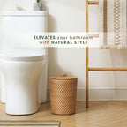 84ECO Wicker Trash Can with Liner and Lid - Rattan Trash Can - Wicker Waste Basket for Bathroom, Bedroom, Office - Rattan Waste Basket