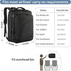 MATEIN Carry on Backpack, Extra Large Travel Backpack Expandable Airplane Approved Weekender Bag for Men and Women, Water Resistant Lightweight Daypack for Flight 40L, Black