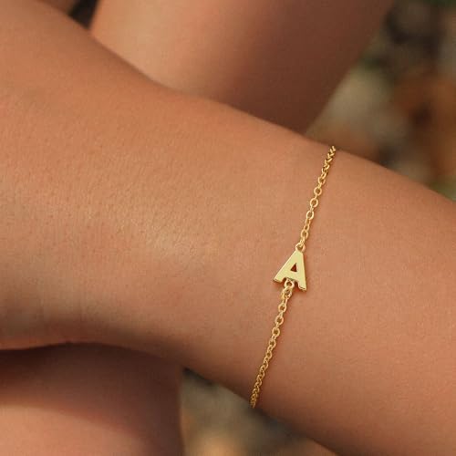 Turandoss Gold Initial Bracelets for Women Girls Jewelry Gifts Trendy - Dainty 18k Gold Plated Letter Initial Bracelet Tiny Letter A-Z Bracelets Personalized Bracelets Gifts for Women Girls Gifts