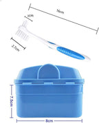 Y-Kelin Denture Retainer Cleaner Kit, Denture Cleaning Case with Denture Brush (Blue)