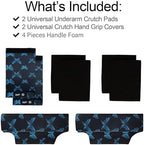 Underarm Crutch's Pad and Hand Grip Covers Universal Forearm Handle Padded Cushion Sets Accessories for Crutches (Blue Butterfly)
