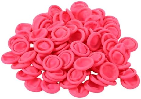 200 PCS Finger Cots Pink, Anti-Static Rubber Fingers Tips Protector, Disposable Latex Finger Covers for Protect Keeping Dressing Dry and Clean (Pink, Yellow, M)
