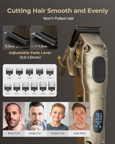Vgrpro Hair Clippers & Trimmers Set for Men Professional, Waterproof Electric Razor Foil Shaver for Men Face Beard, Cordless for Hair Cutting, 4-Speed Setting, LED Battery Display, Barber or Home Use