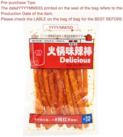 Mkostlich Latiao Spicy Strips, 2 Packs Latio Hot and Spicy, Chinese Spicy Sticks, Spicy Sticks Chinese Snacks, 3.59oz/pack 辣条 (3.59oz*2Pcs, Spicy Sticks)