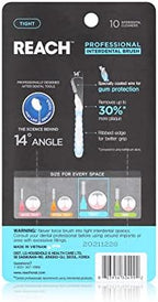 Reach Interdental Brush Cleaners, 1mm, Tight, Sensitive Gum Protection, Plaque Remover for Teeth, Braces Flossers, Braces Brush, Dental Toothbrushes, Oral Care, 1 Pack, 10 Count