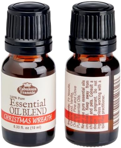 Christmas Wreath Essential Oil Blend 100% Pure, Undiluted Essential Oil Blend 10 ml Our Blend of Cyrpress, Pine, Cedarwood, Orange, Cinnamon, Clove and Vanilla Essential Oils.