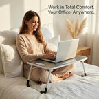 BUYIFY Foldable Lap Desk for Laptop & Writing - 23 inch Bed Tray Table with Cup Holder & Tablet Slot - Portable Notebook Stand for Eating, Sofa, Couch & WFH Students (Black)