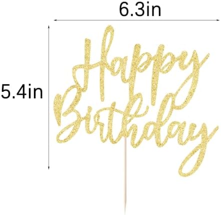 LVEUD Glitter Happy Birthday Cake Topper, Cake Decoration Suitable For Party Decoration - Anniversary/Birthday (Golden)