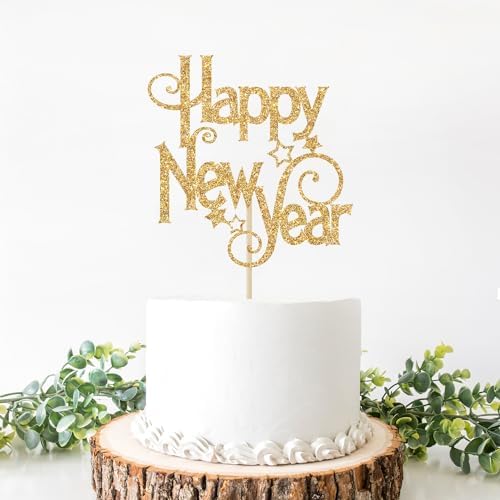 Happy New Year Cake Topper, Welcome 2026, Hello 2026, 2026 Happy New Year Decorations, New Years Eve Party Decoration Supplies Gold Glitter