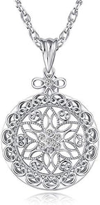 5X Necklace Magnifier Magnifying Glass Flower Pendant Retro Magnifying Loupe Pocket Jewelry Magnifier Necklace Elegant Long Sweater Chain with Jewelry Box for Senior Reading (Silver-Sliding Top)