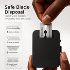 ZOMCHI Razor Blade Bank for Used Double Edge Safety Razor Blades, Compact Disposal Container for Safe Storage and Travel (Matte Black)