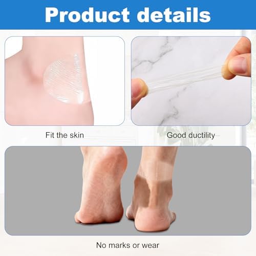 Self-Adhesive Invisible Heel Anti-Wear Stickers - 80 PCS Foot Care Sticker, Waterproof Foot Care Heel Protection Pad, Transparent Heel Protector Sticker for High Heels,Sports Shoe(1.7×2.6 Inch)