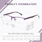 FONHCOO Bifocal Reading Glasses for Women Men, Metal Half Frame Blue Light Blocking Readers Anti UV/Glare/Eyestrain