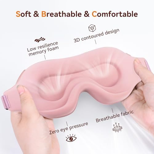 Sleep Mask, EVA BELLE Eye Mask for Men Women, Zero Pressure 3D Sleeping Mask, Cool Super Smooth Light Blocking Soft Eye Shade Cover Memory Foam, Lightweight for Home Travel Use
