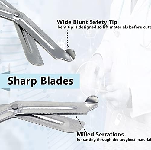 HTI Trauma Shears 7.25" All-Purpose Stainless Steel Paramedic, ER Nurse, EMT, EMS, First Responder Tactical Scissors with Serrated Blade for Outdoor Camping Rescue Tool (Baby Pink Handle)