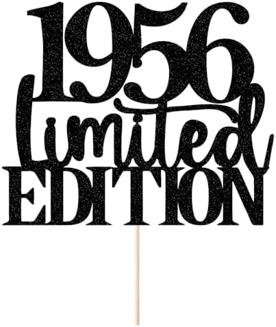 Limited EDITION 1956 cake topper 70th birthday happy birthday cake topper men and women cheer 70 years old handmade black glitter cake decoration (1956)