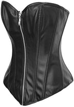 bslingerie® Womens Faux Leather Zipper Front Bustier Corset Top