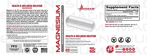 Metabolic Nutrition Magnesium, 650mg per Serving, Non-GMO, Vegan, Gluten Free, 90 Capsules