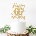 Happy 66th Birthday Cake Topper, 66th Birthday Decorations for Men/Women, Cheers to 66 Years, Hello 66, 66th Happy Birthday Party Supplies Gold Glitter