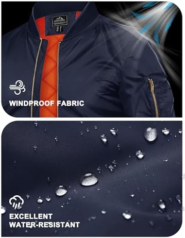 TACVASEN Men's Jackets-Bomber Jacket Fall Winter Warm Windbreaker Full Zip Casual Padded Coats