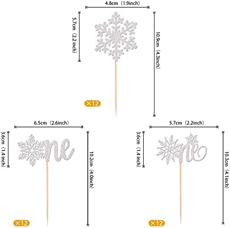 Rsstarxi 36 Pack Snowflake One Cupcake Toppers 1st Birthday Snowflake Cupcake Picks Winter Onederland First Birthday Cake Decorations for Baby Shower Christmas Party Decorations Silver
