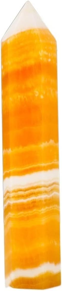 Crystal Stone 1pc Natural Quartz Tower Yellow Calcite Crystal Striped Orange Calcite Home Decoration Presents (Size : 14-16cm)