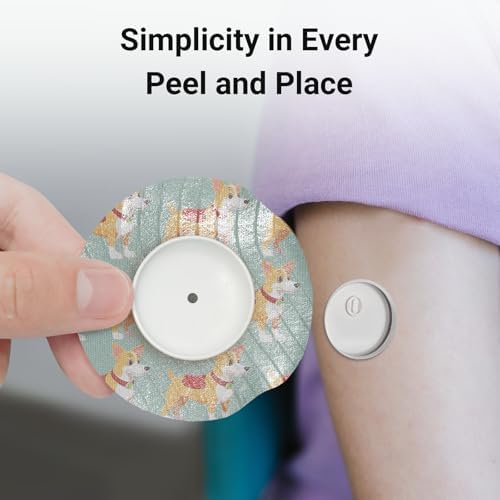 32 Pack Libre 3 & Plus Sensor Covers Waterproof, Freestyle Libre 3 Protective Cover Patches with Hardshell, Reduce Compression Lows Shockproof Breathable & Sweatproof Up to 14 Days (Dogs Cats)