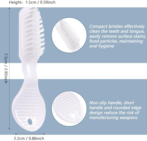 Nuogo 500 Pieces Mini Toothbrush Bulk Disposable Toothbrushes Thumbprint Individually Packaged Security Toothbrush with Short Handle Soft Bristles Prison Tooth Brush for Camping Travel