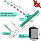 Carpet Rake for Pet Hair Removal - 60" Adjustable Long Handle Carpet Rake, 3 in 1 Reusable Pet Hair Removal Tool Kit, Cat Dog Fur Rakes Scraper Carpet Broom for Carpets, Rugs, Mats
