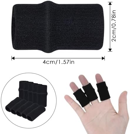 10 Pcs Black Finger Sleeves, Breathable Finger Brace, Compression Support for Arthritis, Thumb Splint for Relief Support Protector and Reliving Pain