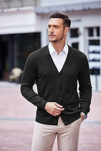 COOFANDY Men's V Neck Cardigan Sweater Casual Lightweight Button Down Knitted Cardigan Sweater