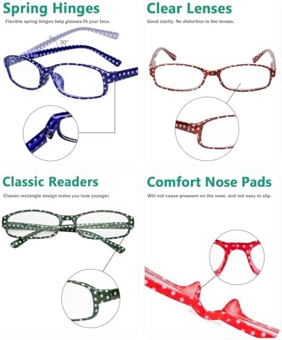 Eyekepper 12 Pack Reading Glasses Small Polka Dots Readers for Women +2.25